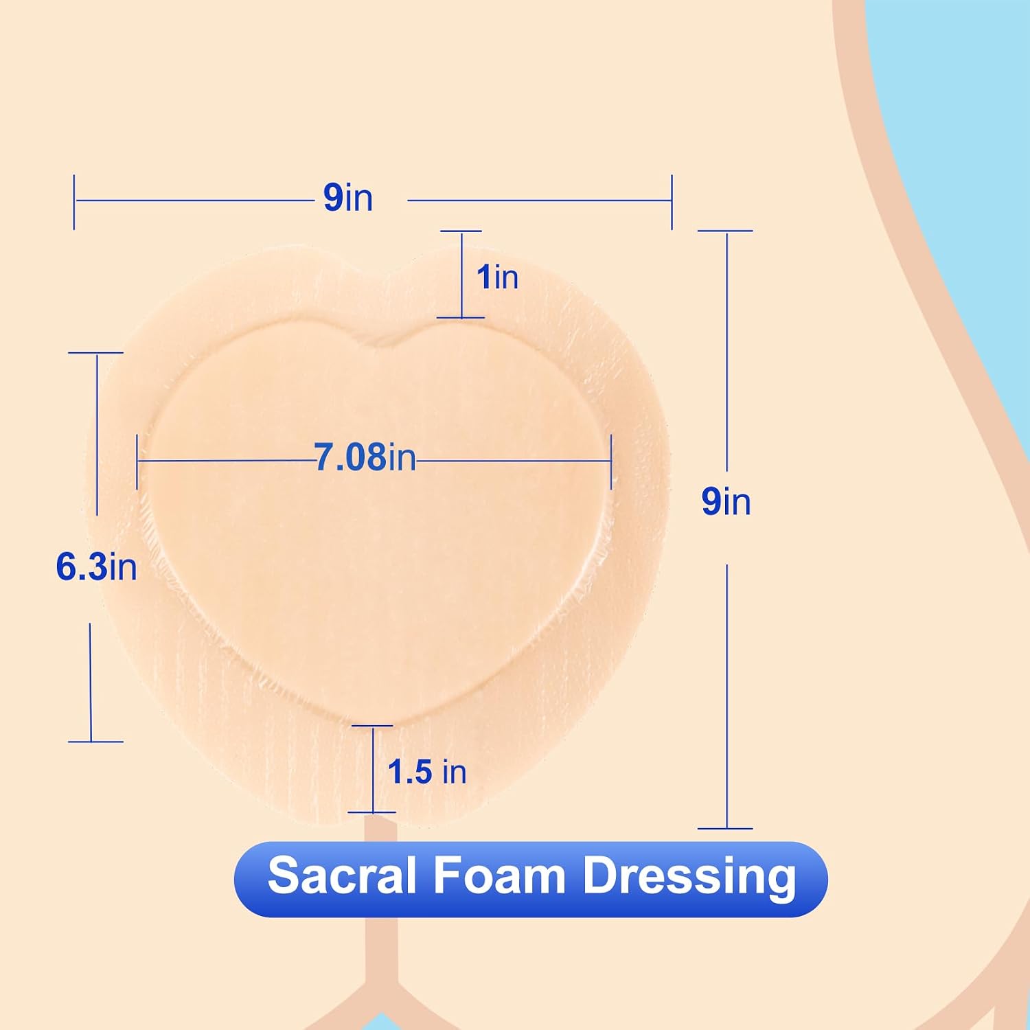 Detalle 2 de Niceful Sacral Silicone Foam Dressing 9x9 in (5 Pack) for Sacrum Wounds