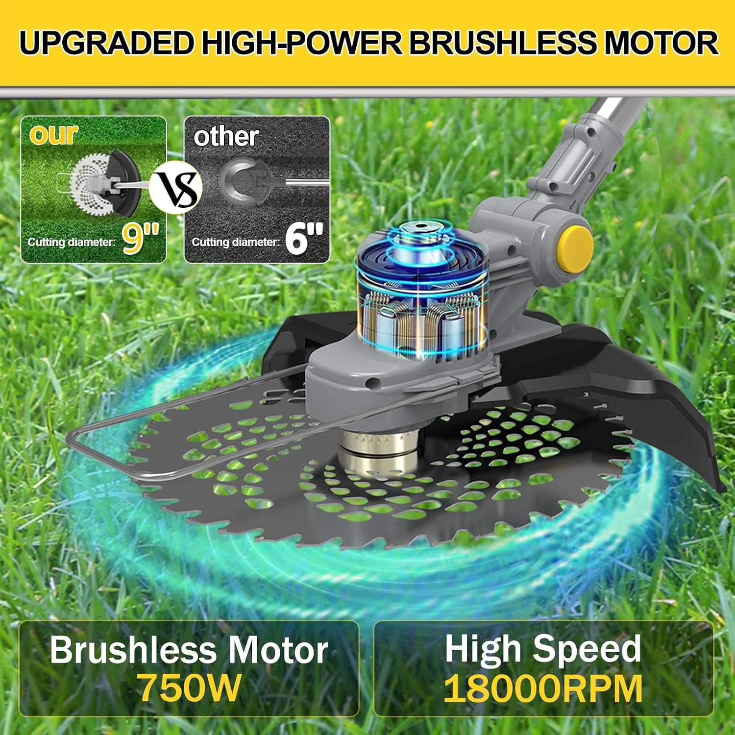 Thumbnail 1 de Cordless Grass Trimmer 21V Strimmer with 2 x 4000mAh Batteries and 4 Types Blades