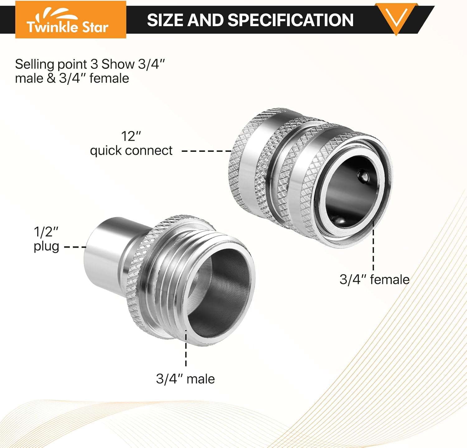 Detalle de Twinkle Star TWIS3834GM-S Pressure Washer Adapter Set, 8 Sets, 5,000 PSI