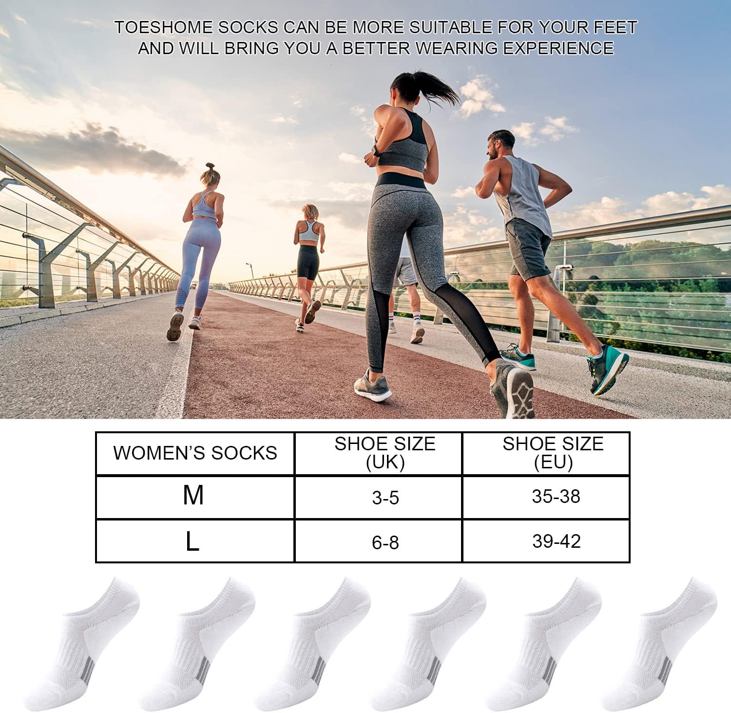 Detalle de Lot de 6 paires de chaussettes basses femme respirantes (35-38 / 39-42) avec bandes antidérapantes
