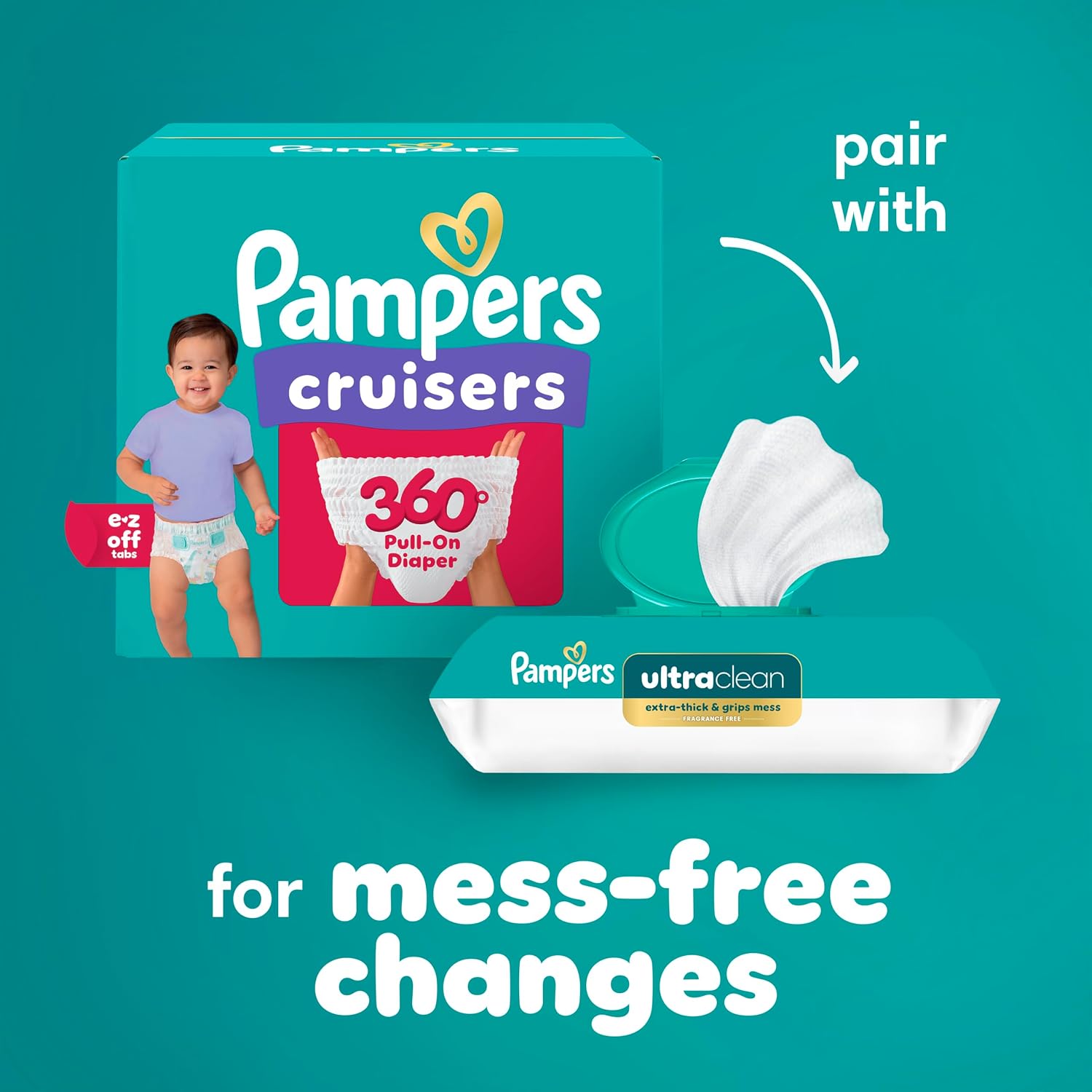 Detalle de Pampers Cruisers 360° Diapers, Size 5 (100 Count) with 360° Stretch, Leakproof Fit