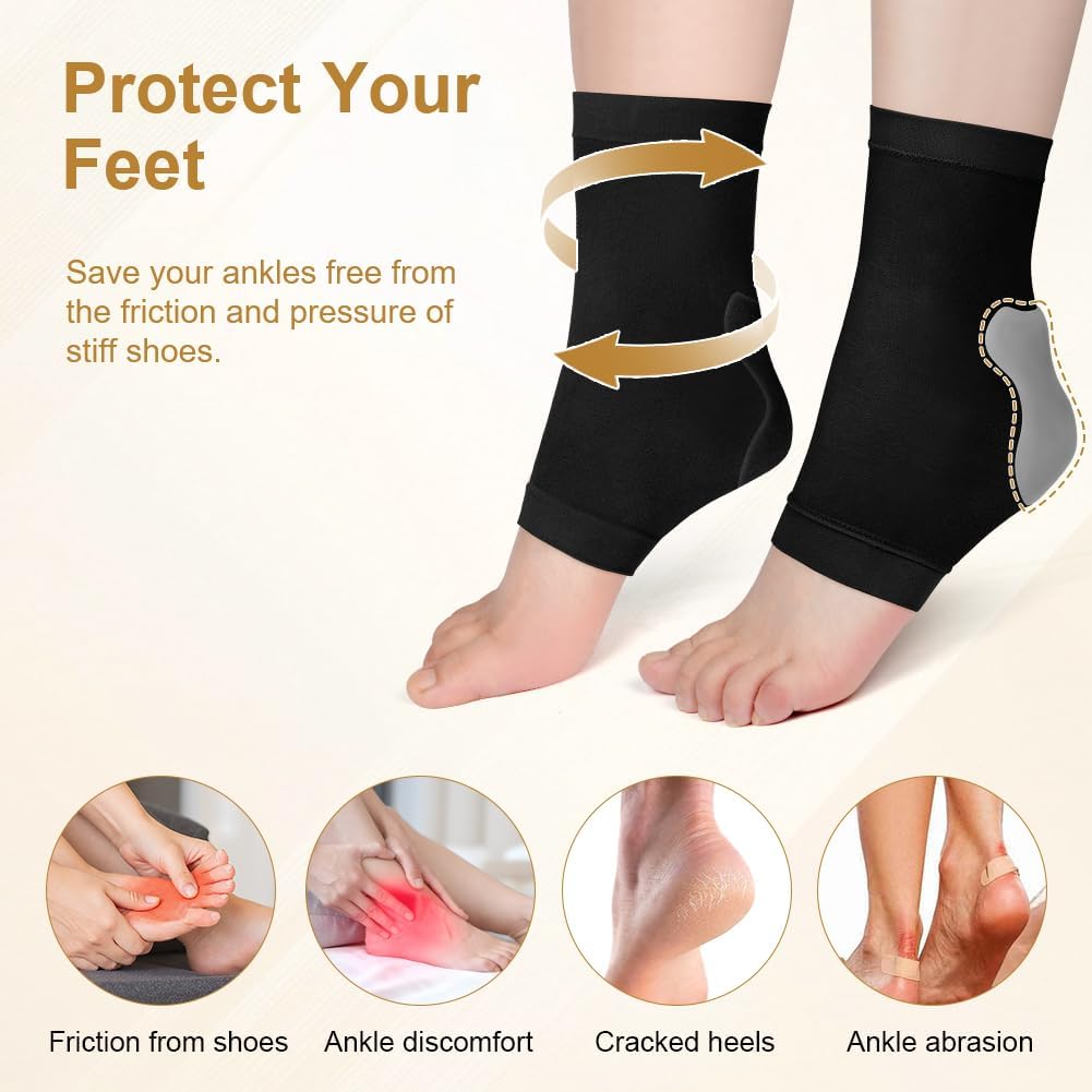 Detalle de Fefod Talon Tendinite Chaussettes de Protection – 2 paires avec coussinet de gel pour le tendon d’Achille