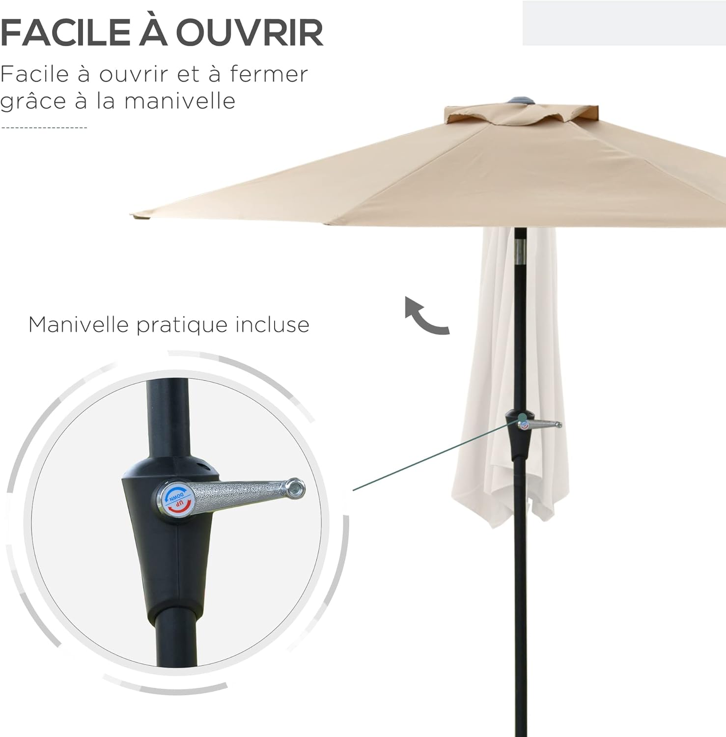 Thumbnail 2 de Outsunny parasol droit hexagonal inclinable Ø 2,30 x 2,16H m en métal et polyester haute densité