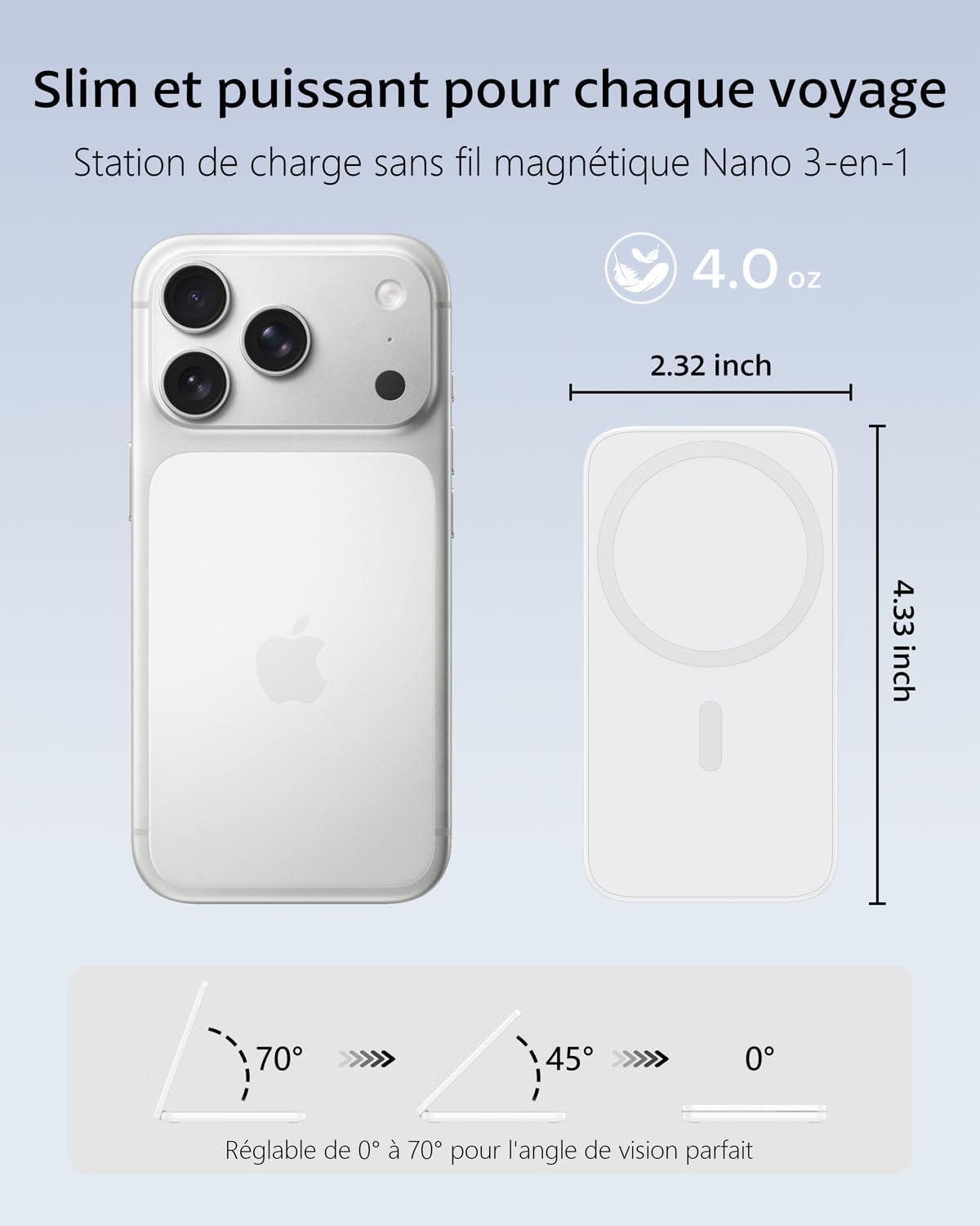 Thumbnail 5 de Chargeur Induction iPhone 3 en 1 XNYAND : station MagSafe compacte pour iPhone, Apple Watch et AirPods