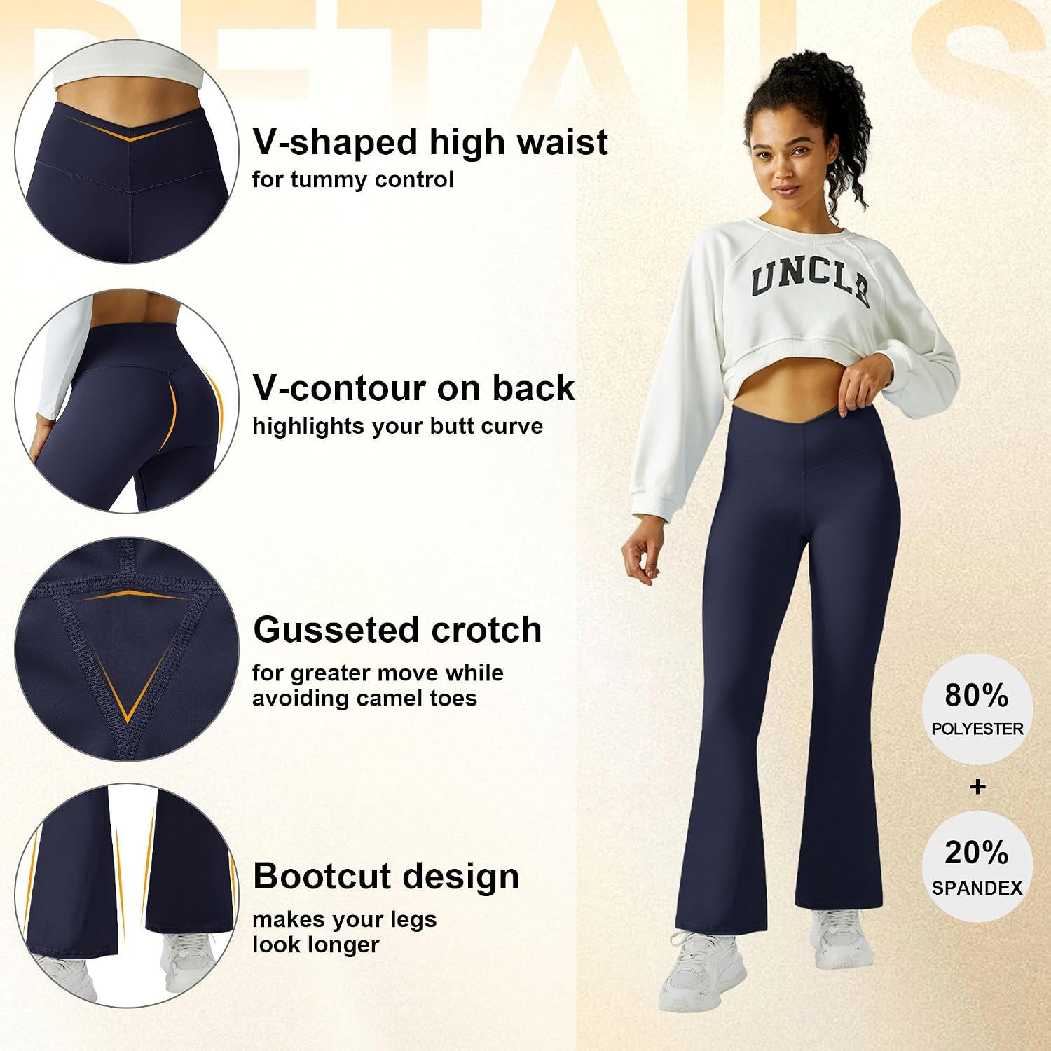 Detalle de Friptspyg V-High Waist Flared Leggings with Tummy Control for Women