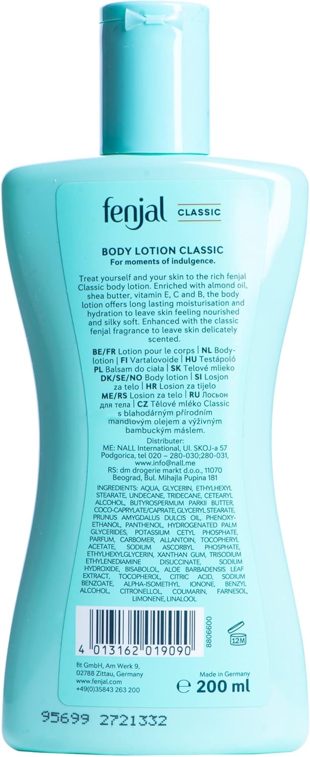 Detalle de Fenjal Classic Luxury Hydrating Body Lotion 200ml – Long Lasting Moisturisation