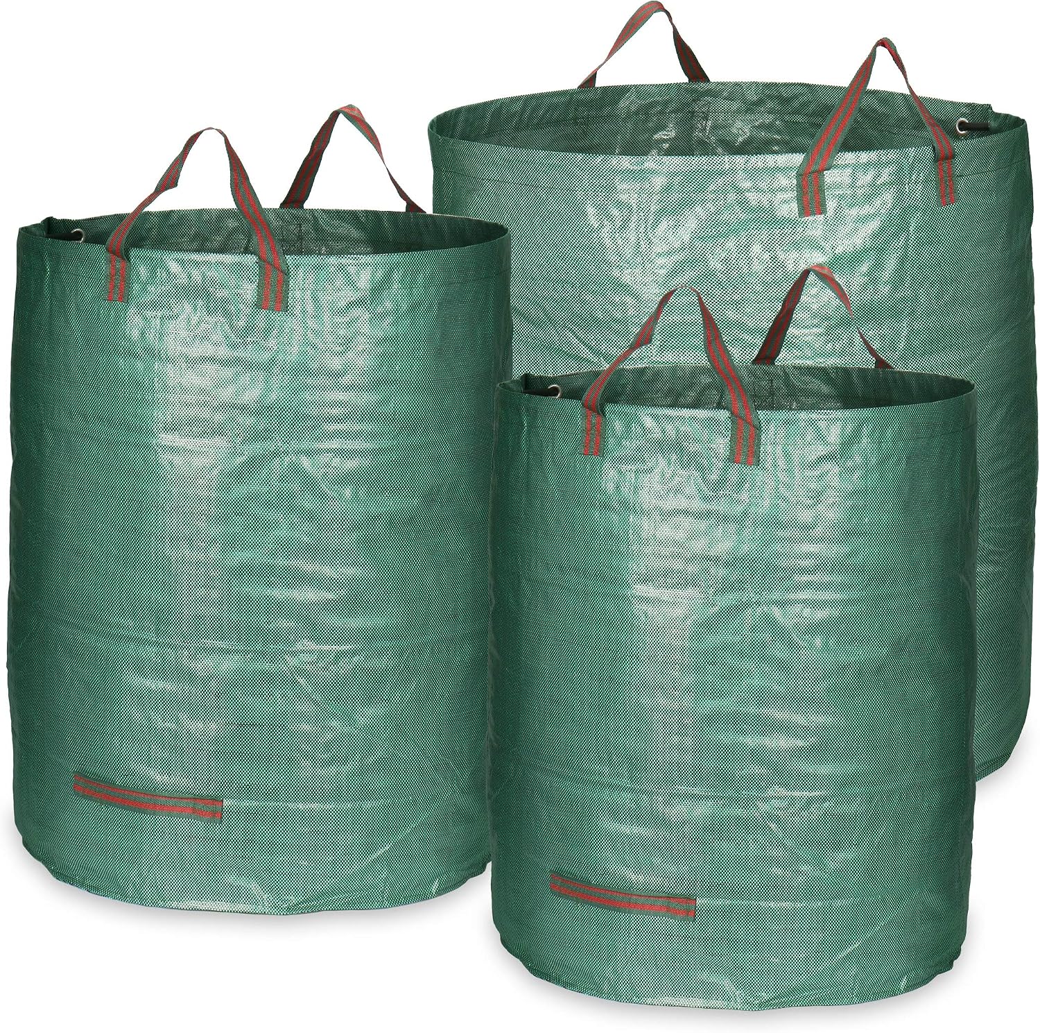 Thumbnail 5 de COM-FOUR® 3x sacchetti per rifiuti da giardino XL – borsa pieghevole con maniglie, contenitore antistrappo per foglie e rifiuti verdi