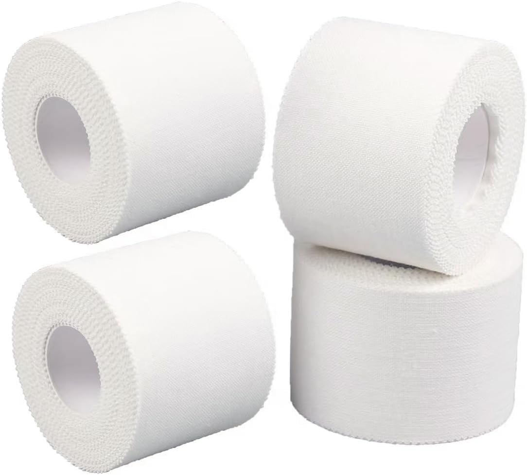 Detalle 1 de GTAGKOMMEN 4 Rotoli Tape sportivo: nastro fasciature 3,8 cm x 10 m, bianco cotone