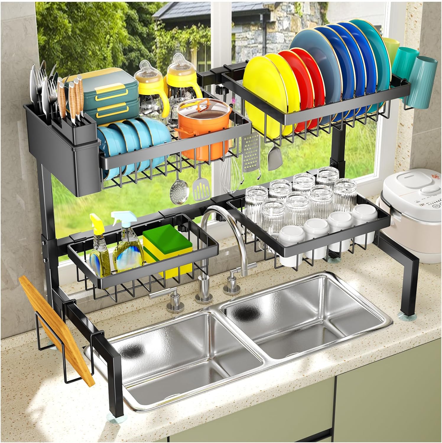 YKLSLH Over-the-Sink Dish Drying Rack 24.8–35.4" 🧽