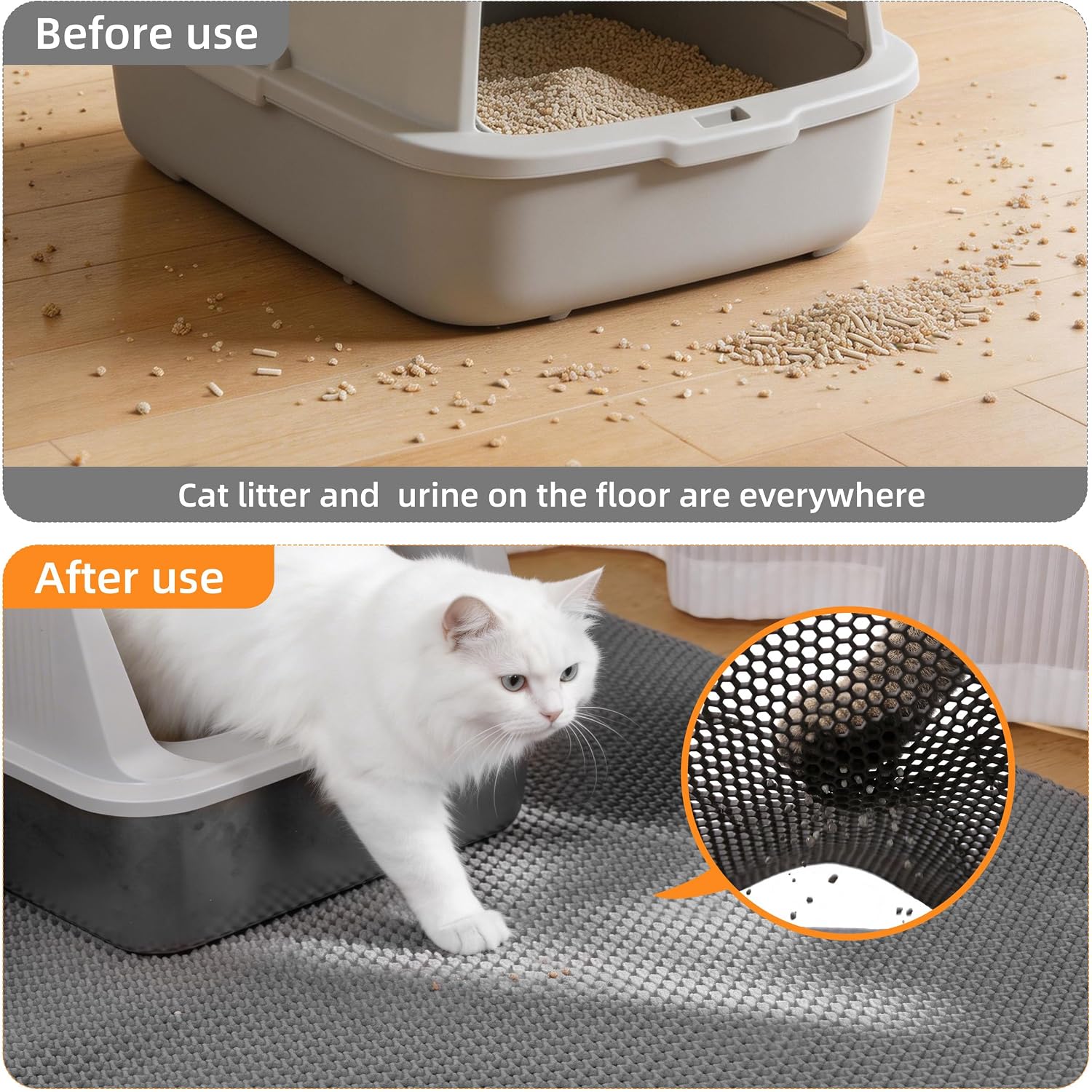 Thumbnail 6 de Anywish P03-1006 Cat Litter Mat, 47" x 33" Double-Layer EVA