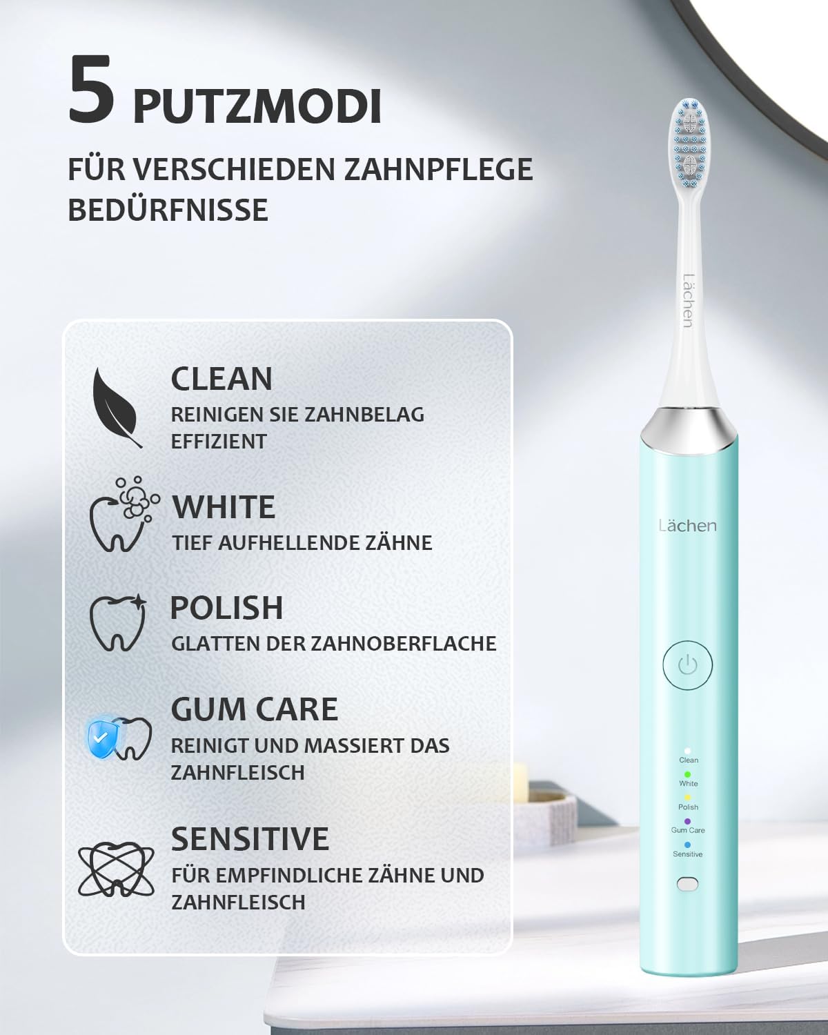 Thumbnail 1 de Lächen Elektrische Zahnbürste 5 Modi Cyan