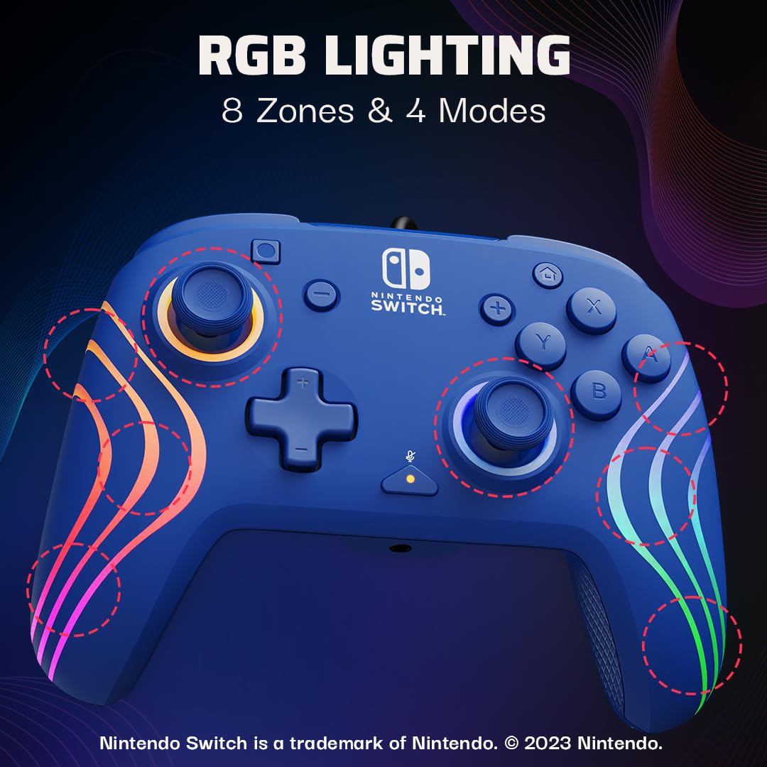 Detalle de Official Switch Afterglow Wave wired Controller – Blue