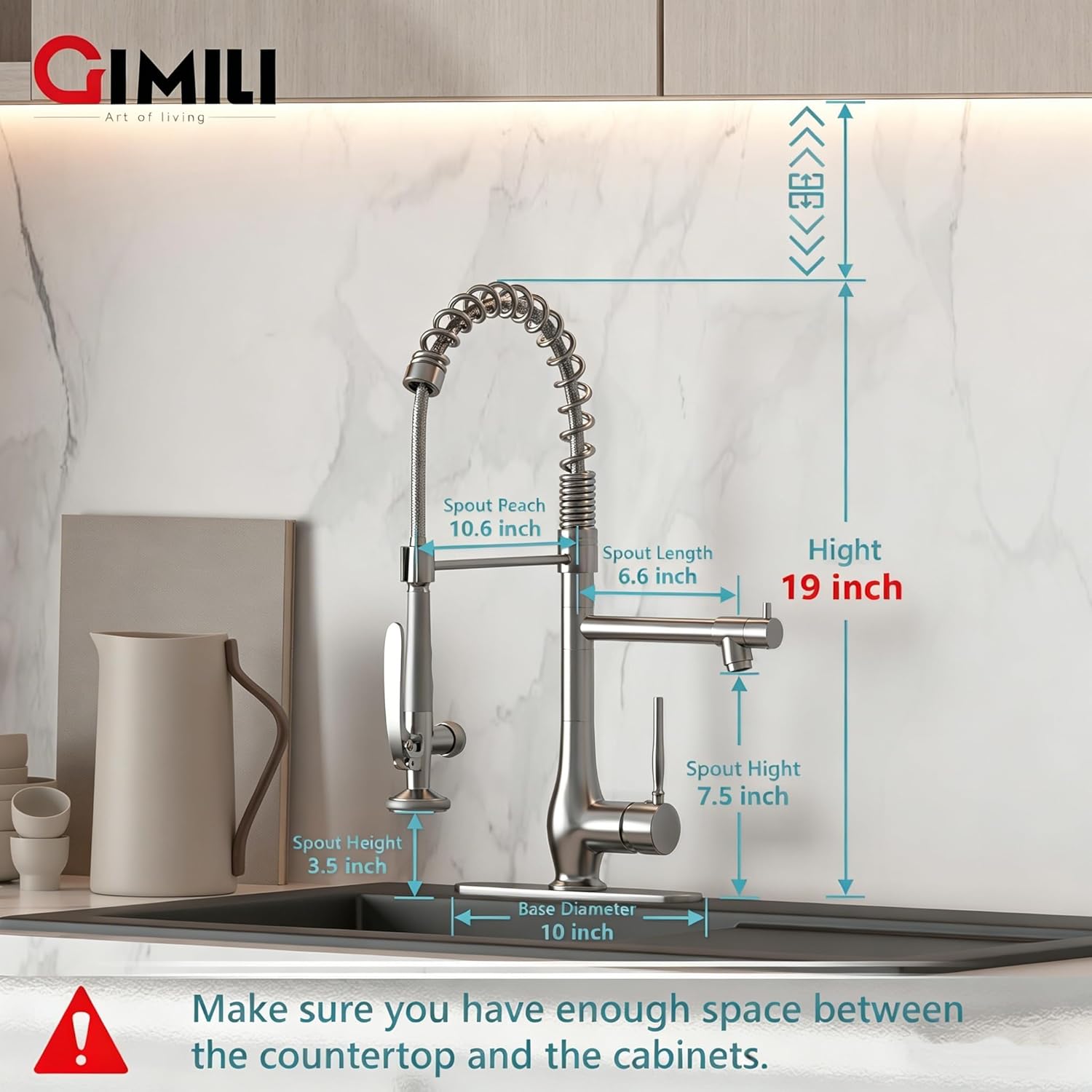 Detalle 2 de GIMILI Kitchen Faucet, Brushed Nickel