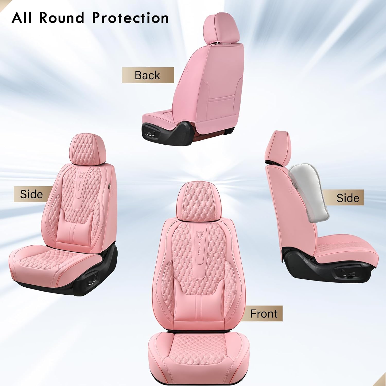 Thumbnail 5 de Coverado Coverado Seat Covers Full Set (Pink) — Waterproof Car Seat Covers with Lumbar Support