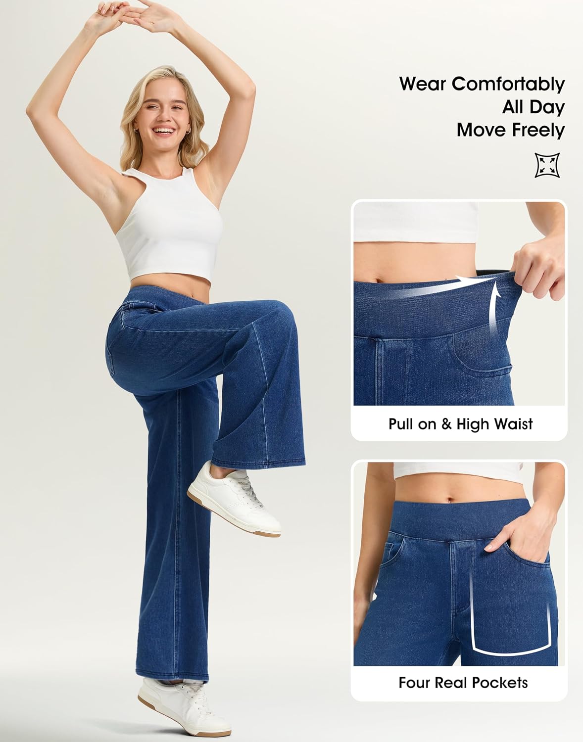 Thumbnail 2 de Rammus Women's Wide-Leg Pull-On Jeans, High Waist, Stretch Denim
