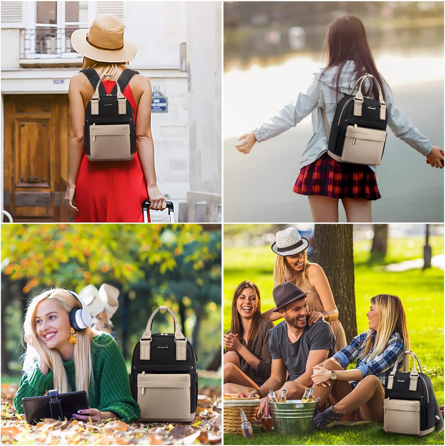Thumbnail 5 de LOVEVOOK Zaino da donna piccolo: impermeabile 2 in 1 con porta USB, stile urbano ed essenziale