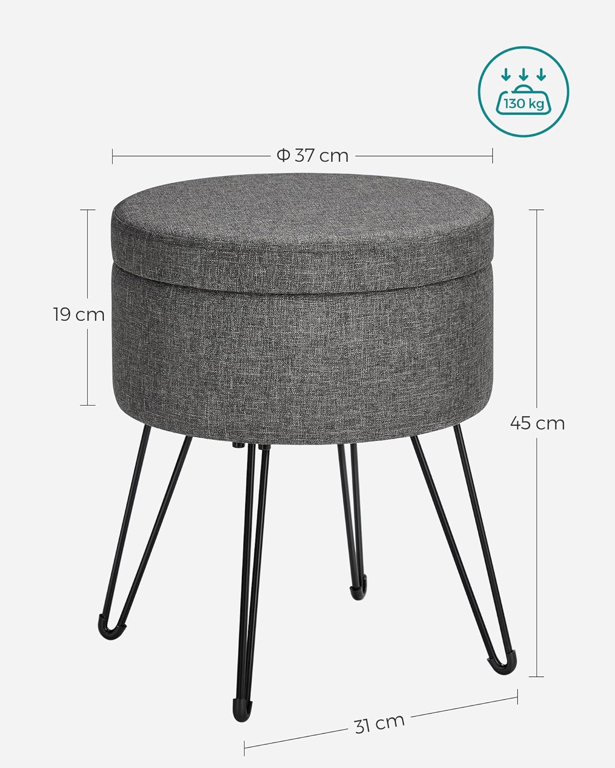 Detalle 1 de SONGMICS LOM002G02 Puff almacenaje 13,4 L