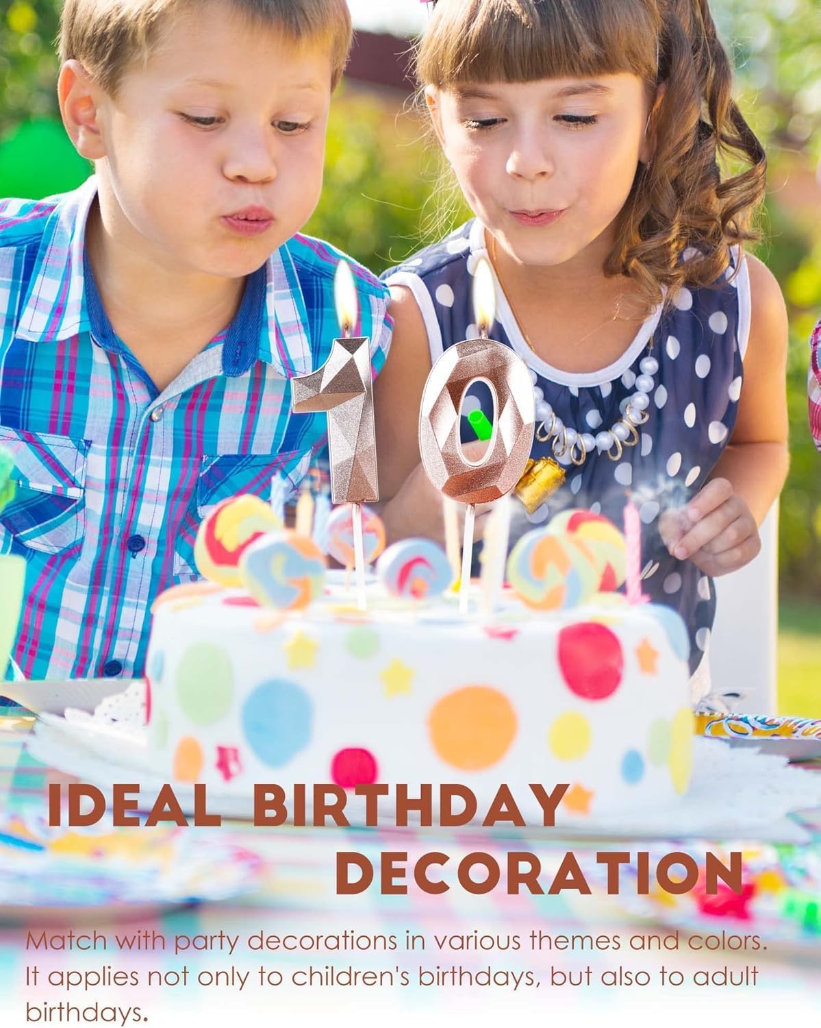 Thumbnail 4 de Rose Gold 55th Birthday Candles for Cake (Number 55) – 3D Diamond-Style Topper