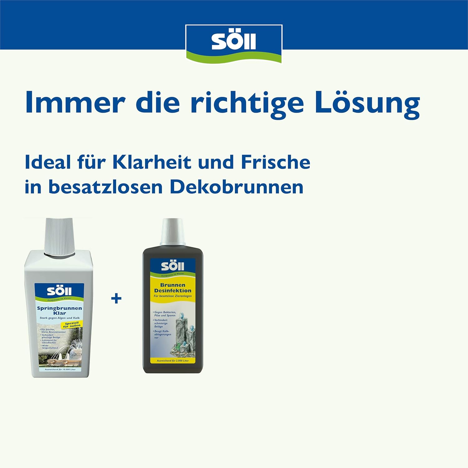 Detalle de Söll 80694 SpringbrunnenKlar: Klarwasserpflege für Außenbrunnen (1 L, reicht für 10.000 L)