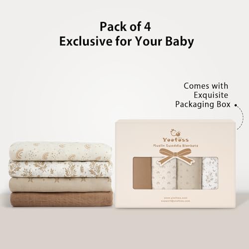 Thumbnail 5 de Yoofoss 4er Pack Baby Pucktuch 120×120 cm Mulltuch 👶