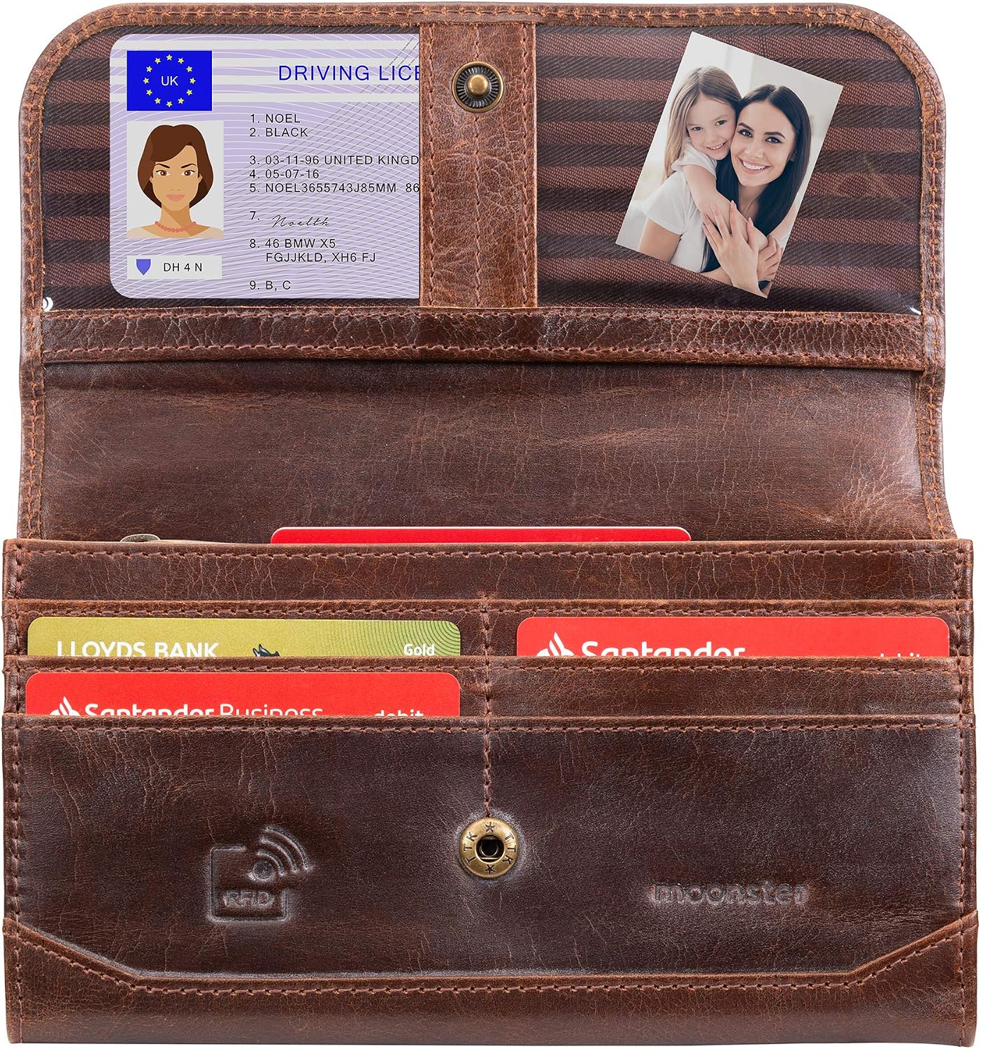 Detalle de moonster Leder Portemonnaie Damen 20 x 10 x 3 cm