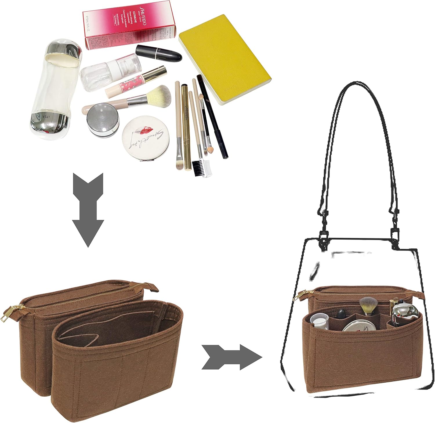 Thumbnail 5 de Soyizom Minimalist Functional Felt Bag Organiser Insert for Tote Bags (2-pack)