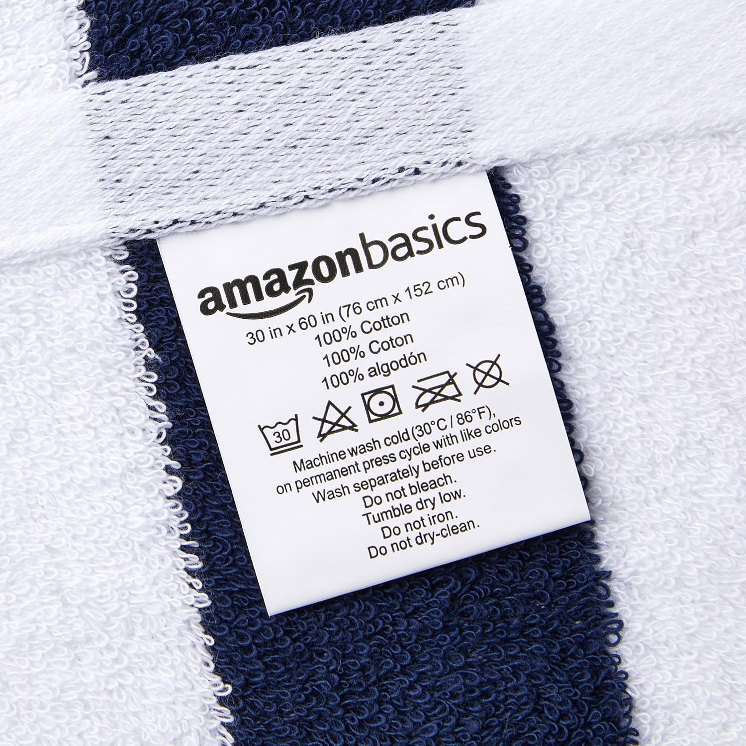 Detalle 1 de Amazon Basics Strandtuch 76 x 152 cm 🏖