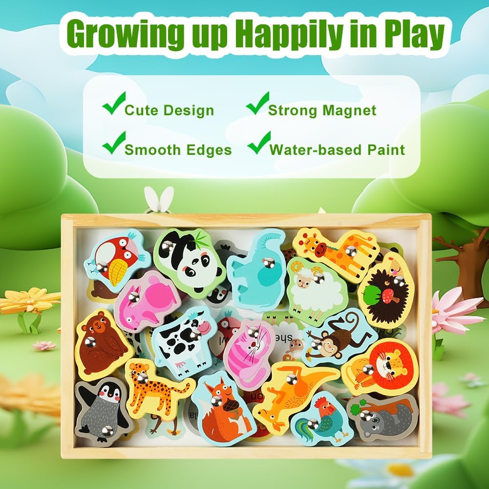 Thumbnail 5 de Vicloon Wooden Fishing Game (19 pcs) – magnetic fishing and bead stringing Montessori-style toy for kids 3+