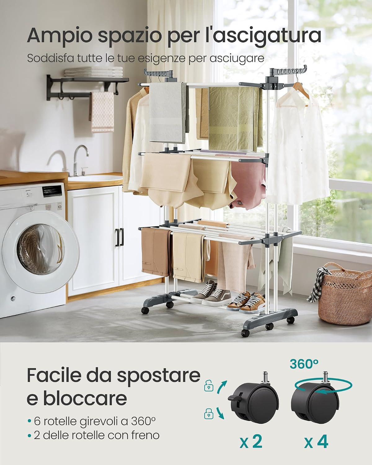 Detalle de SONGMICS LLR703WZ02 stendino pieghevole 4 livelli