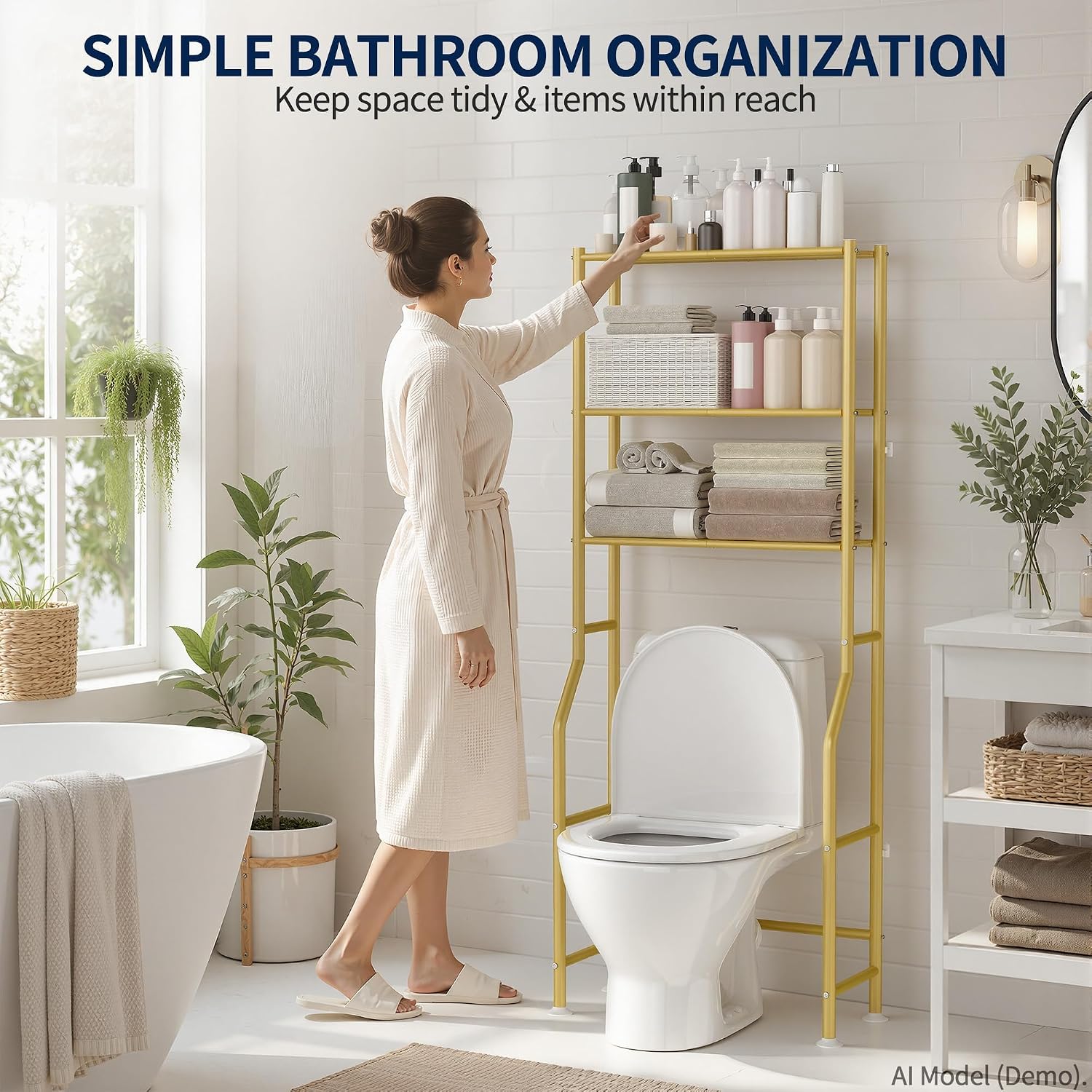 Detalle de GloTika Over-Toilet Storage Rack, 3-Tier