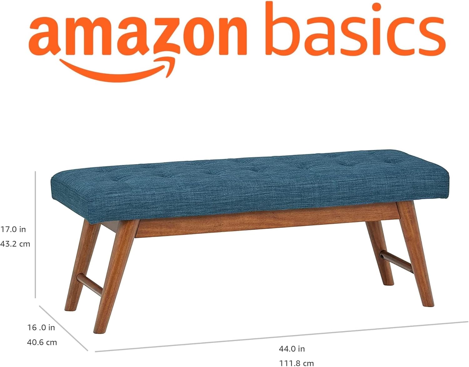 Detalle de Amazon Basics Modern Padded Upholstered Bench with Button in Navy Blue — 112 cm