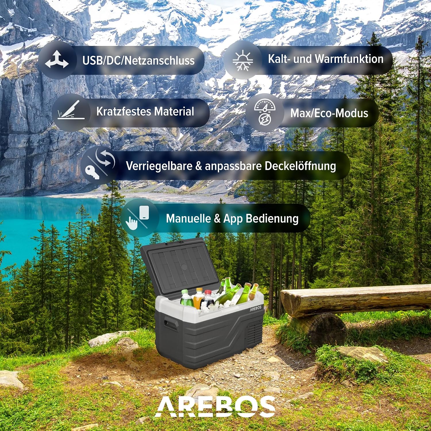 Thumbnail 1 de Arebos Kompressor Kühlbox 26 Liter