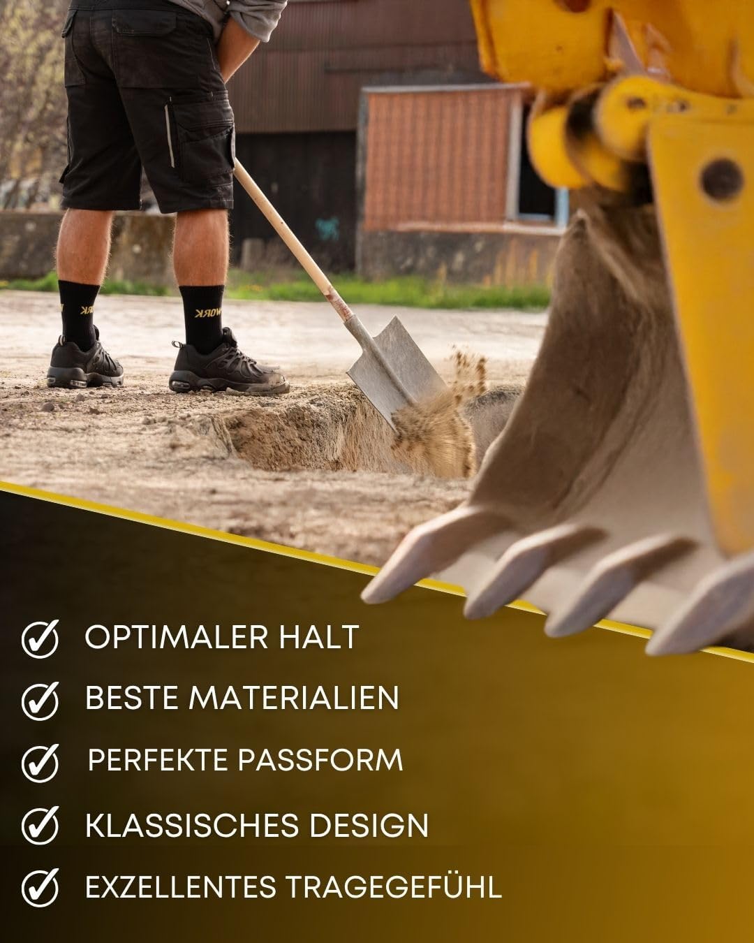 Detalle de Premium Arbeitssocken Herren WORK (5 Paar) – verstärkt, gepolsterte Sohle, Komfortbund ohne drückende Naht