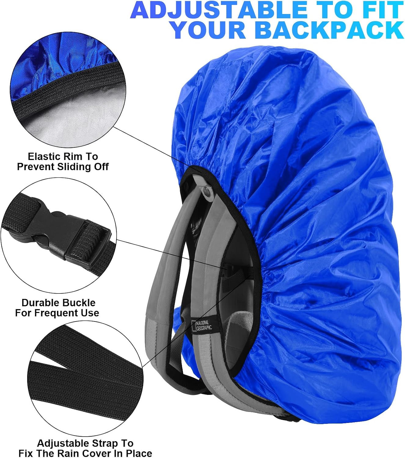 Detalle de LAMA Waterproof Rain Cover for Backpack – Reflective rucksack cover for hiking, travel & commuting