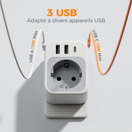 Thumbnail 4 de Adaptateur Prise Brésil avec USB-C et USB-A par TESSAN – 4 en 1, compact et polyvalent