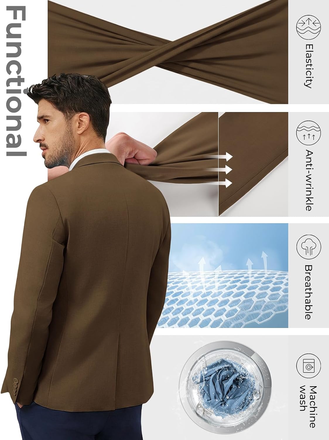 Detalle de PJ PAUL JONES Lightweight Men's Sport Coat, Single-Button Blazer with Notch Lapel