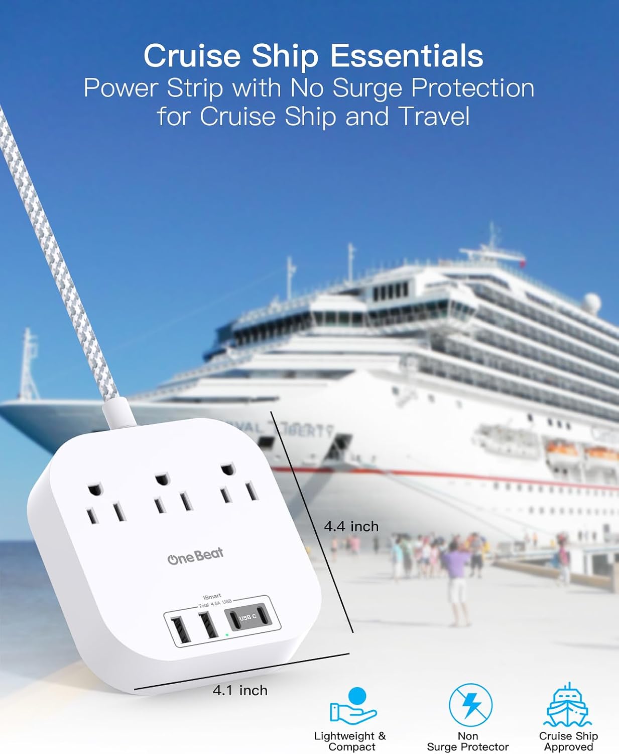 Thumbnail 3 de One Beat Power Strip 22.5W USB-C Charging Station 🔌