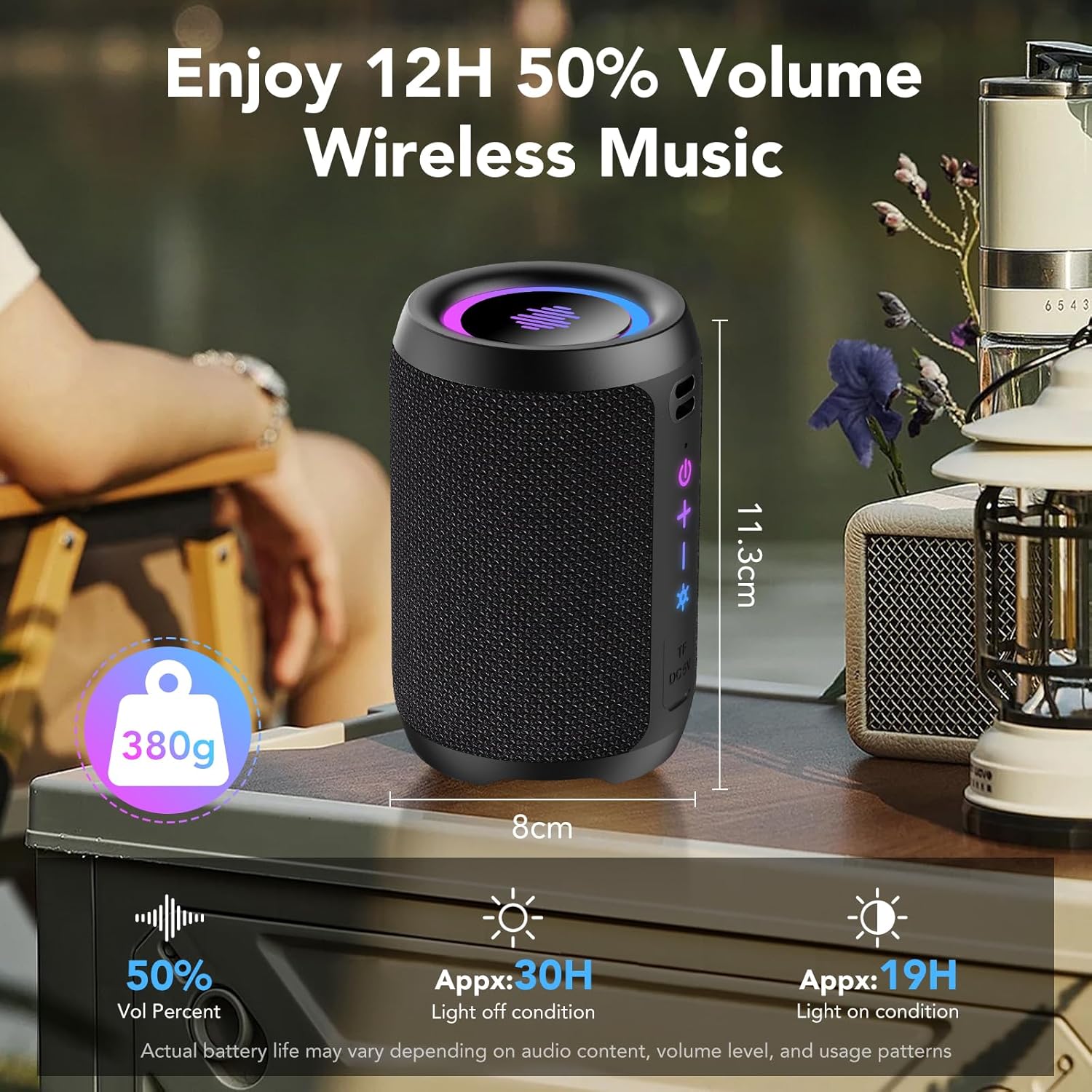 Thumbnail 5 de Bluetooth 5.4 Portable Speaker with Stereo Sound, Mic & 12H Playtime (IPX7, 6 RGB, TWS pairing)