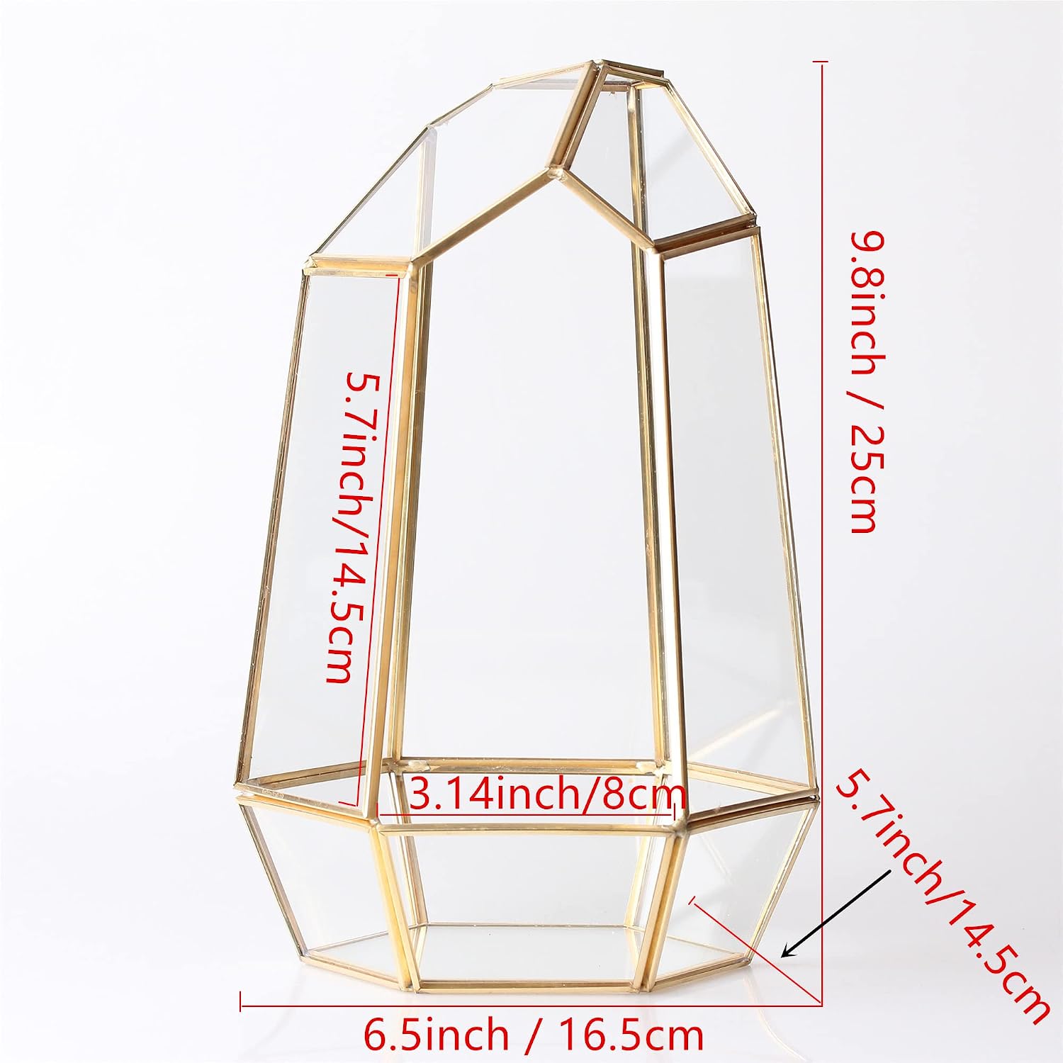 Detalle de NCYP 20150620003TT, złote terrarium geometryczne ze szkła i mosiądzu, 25 cm