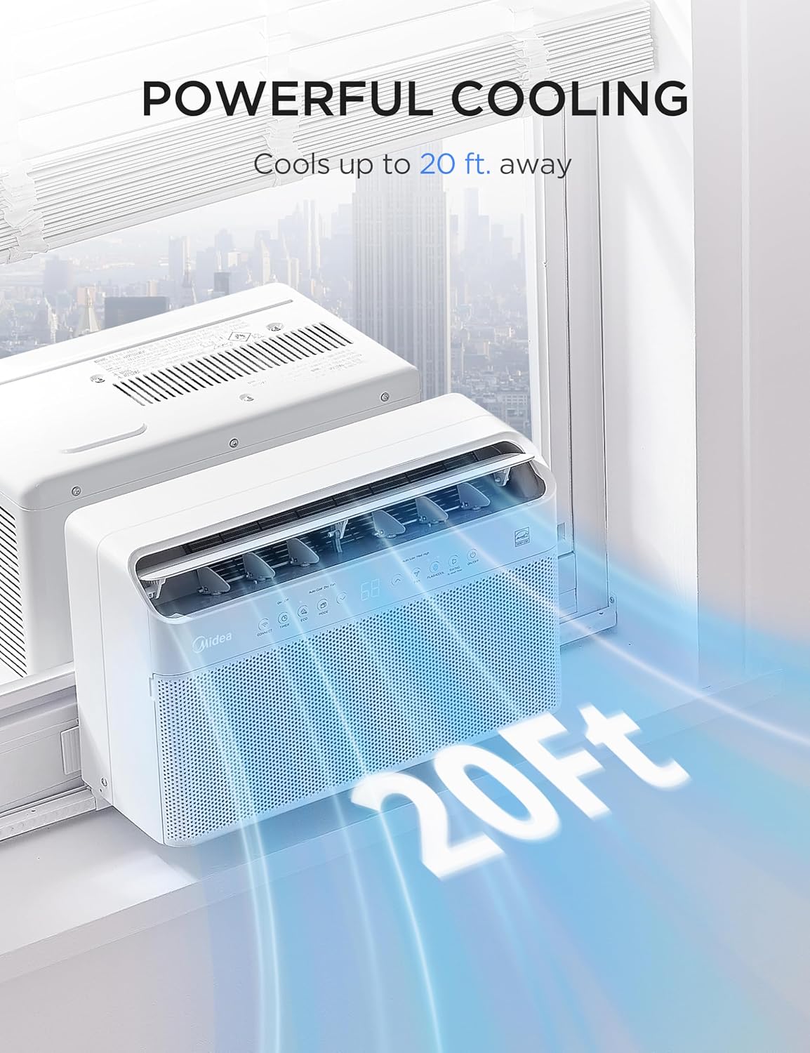 Detalle de Midea MAW06V1QWT U-Shaped Smart Inverter Window Air Conditioner, 6,000 BTU
