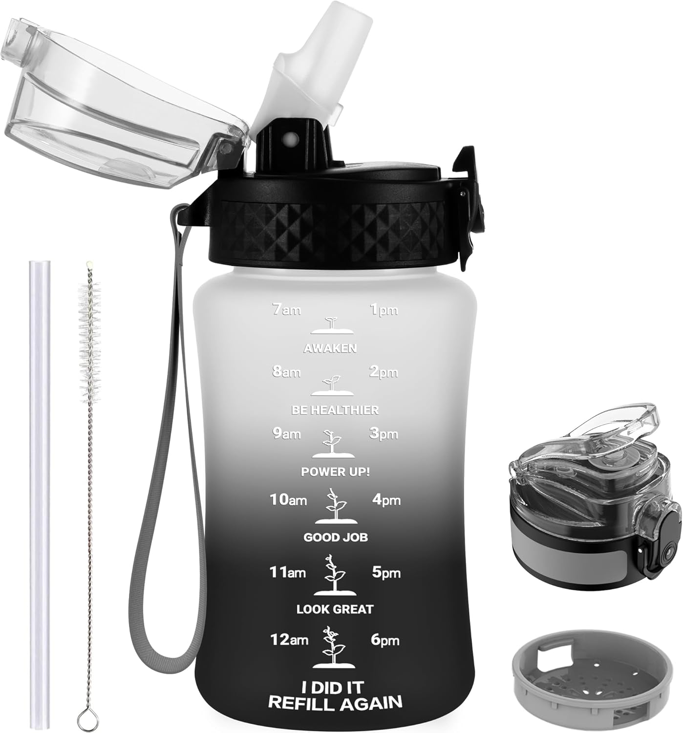 Thumbnail 6 de GOPPUS 350ml Kids Tritan Water Bottle with Straw, Flip Top Lid & Strap (Leakproof, BPA-free)
