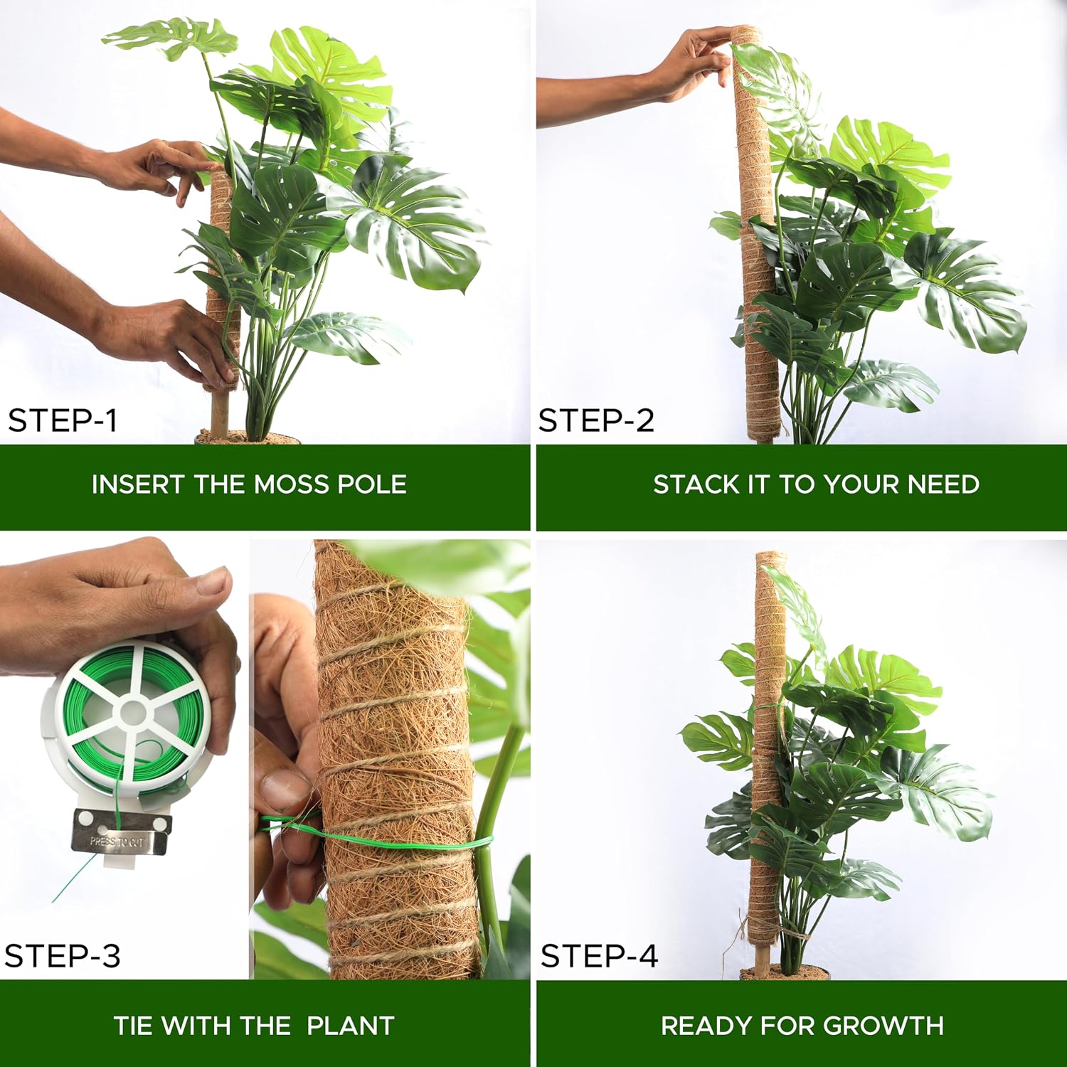 Detalle de EcoNour EcoMP Coir Moss Pole Set, Stackable Plant Supports