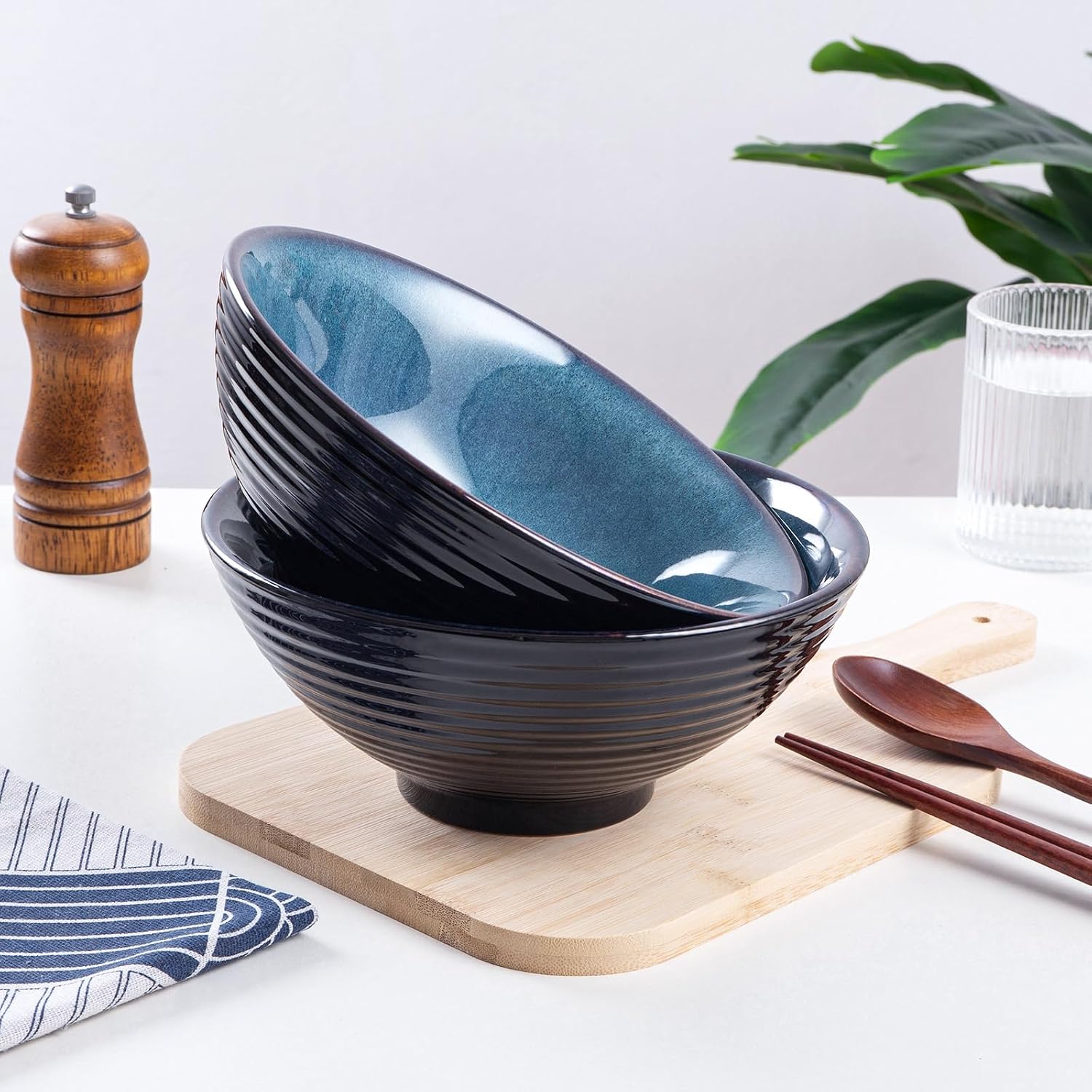 Detalle 1 de Auanlay ramen bowl – ceramiczne miski do ramenu 1200 ml, zestaw 2