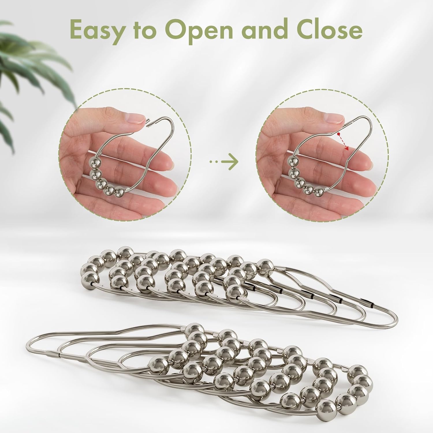 Detalle de Amazer Shower Curtain Hooks, Polished Nickel