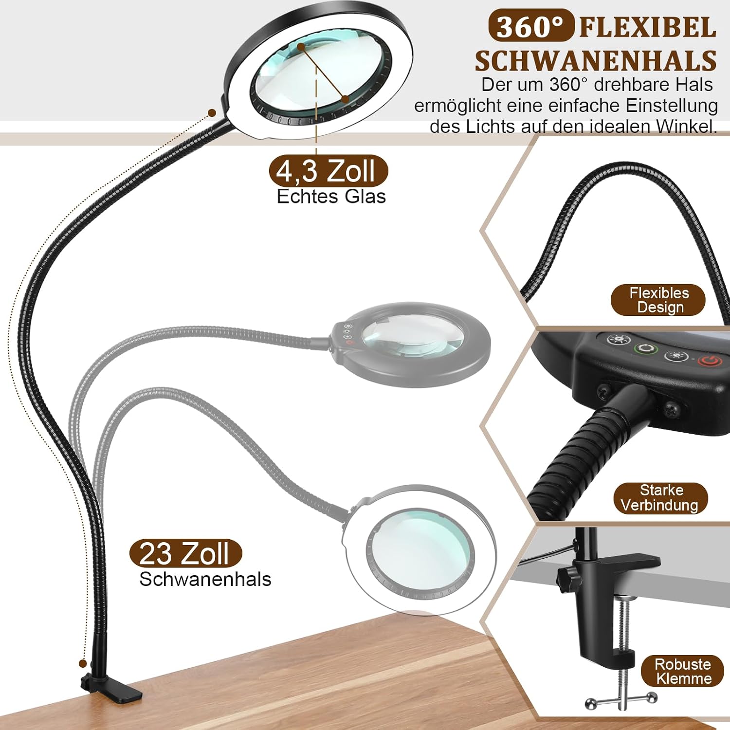 Detalle 2 de Veemagni 10X Lupenlampe mit Licht