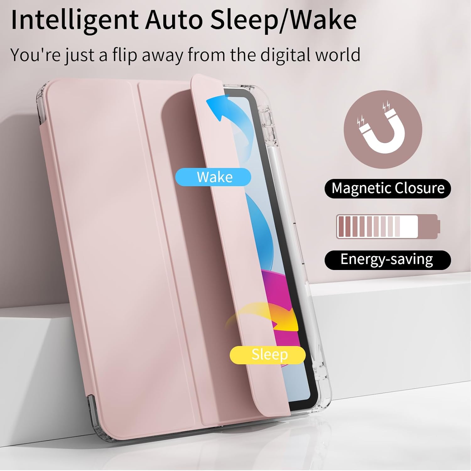 Thumbnail 4 de KTGGHG Clear Case for iPad Air 13 Inch M4/M3/M2 & iPad Pro 12.9 Inch 6th/5th Gen – Pink
