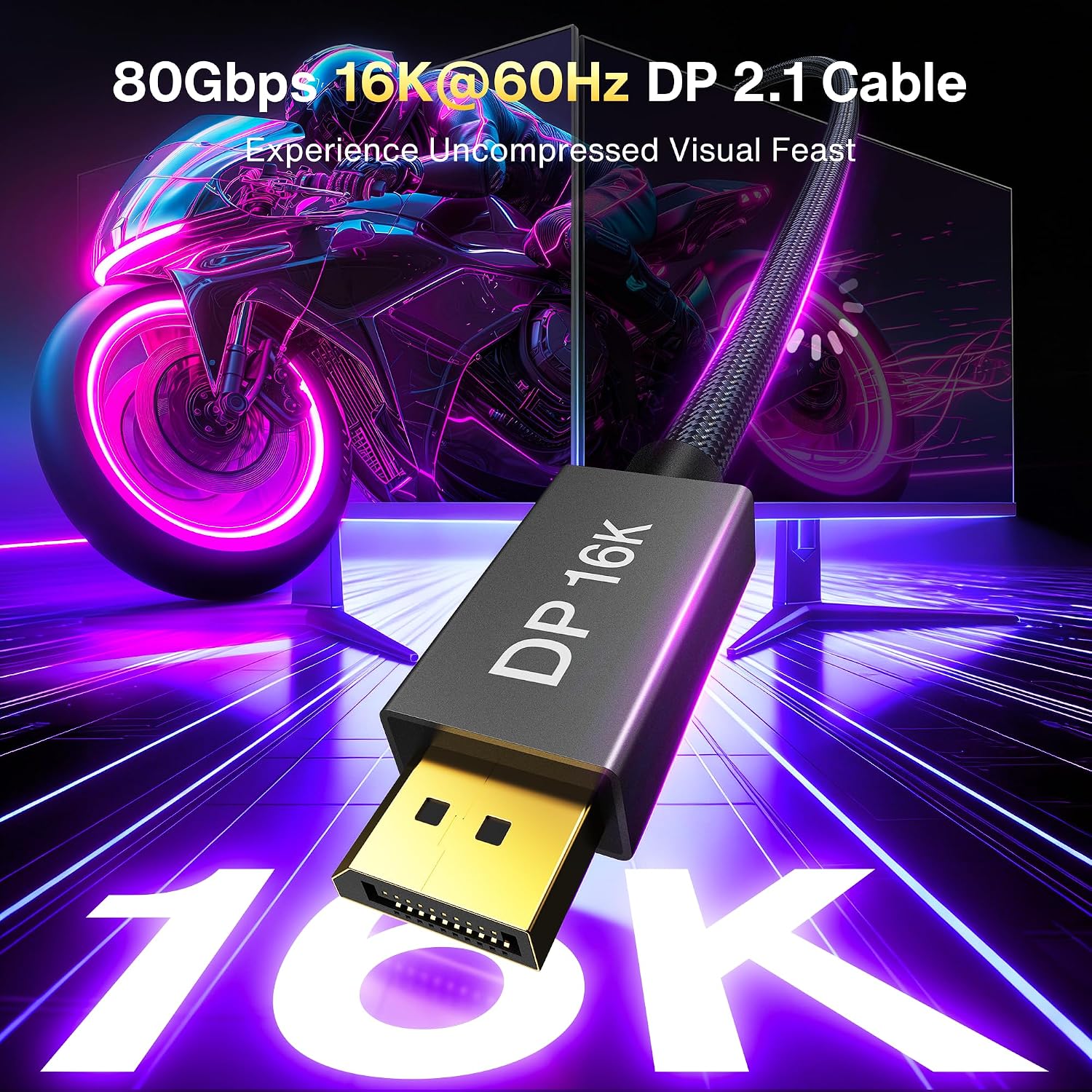 Detalle 2 de DisplayPort 2.1 cable 2M for 80Gbps