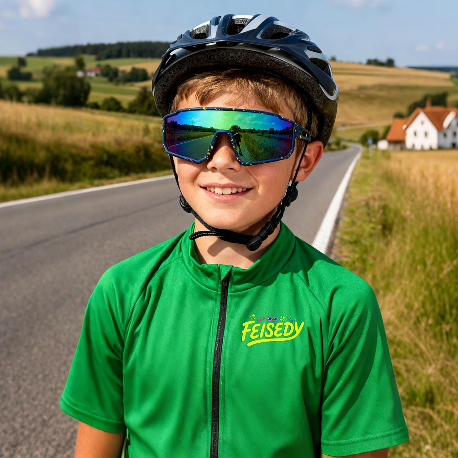 Thumbnail 1 de FEISEDY occhiali da sole sportivi polarizzati per ragazzi 6-15 anni con UV400 e montatura TR90 (B4163)