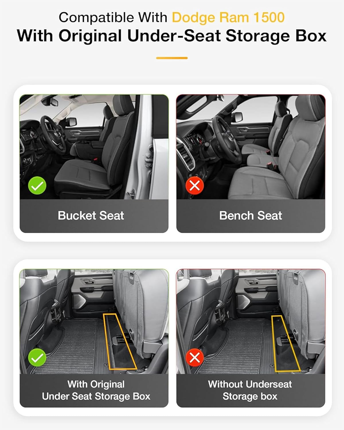 Thumbnail 2 de 3W TPE All-Weather Floor Mats for Dodge Ram 1500 Crew Cab 2025–2026 (Black)