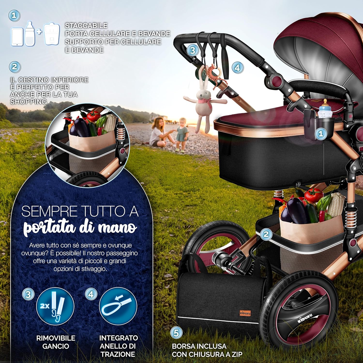 Thumbnail 6 de KIDUKU 3 in 1 Passeggino Completo Trio: versatilità, sicurezza e comfort per bambini dalla nascita a 22 kg